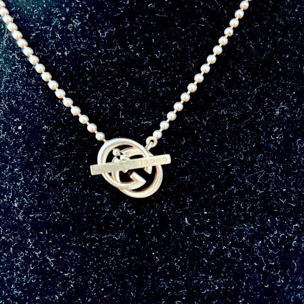 Gucci GG Logo Interlocking 925 Silver Ballchain Necklace , box/Dustbag/Pamphlet - Picture 14 of 15
